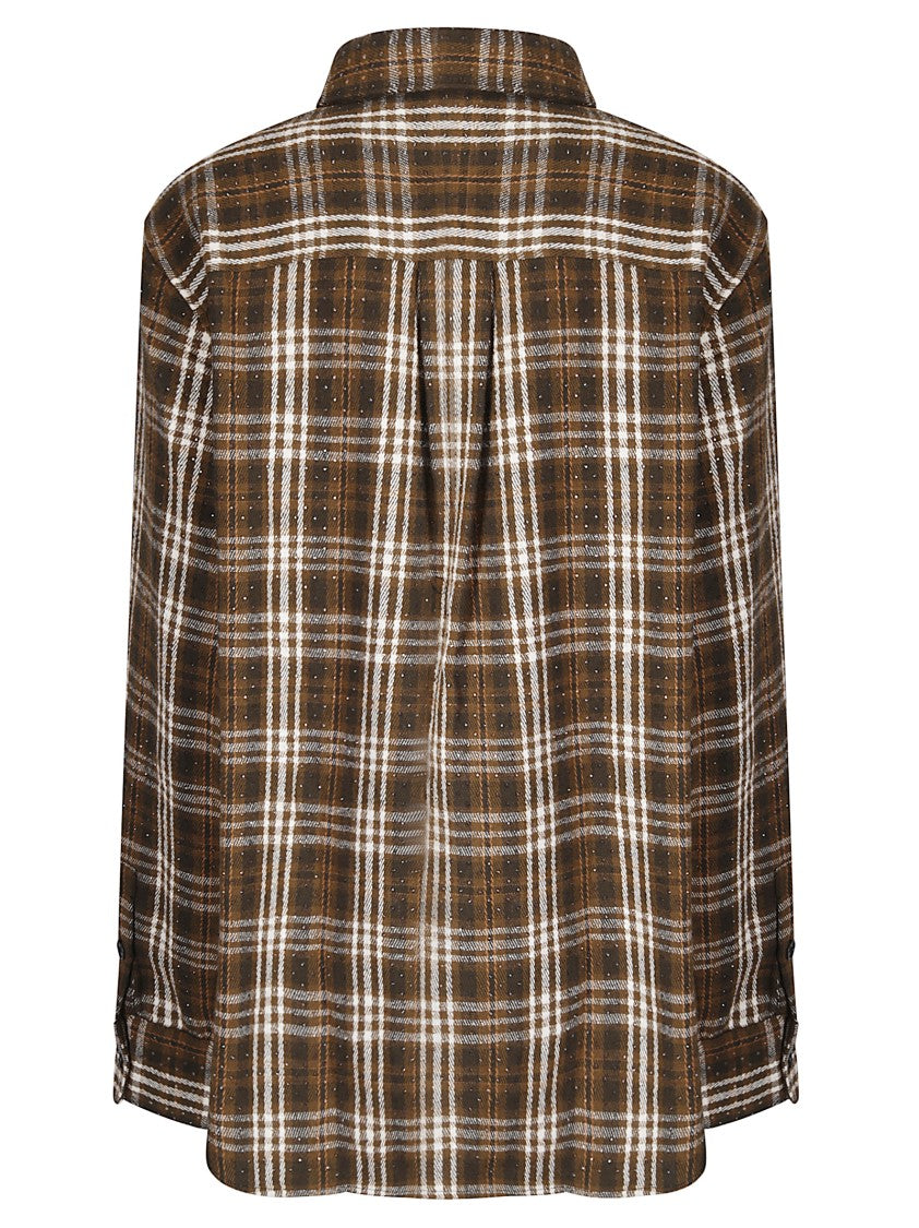 P.A.R.O.S.H. Checked Cotton Shirt With Rhinestone Embellishments