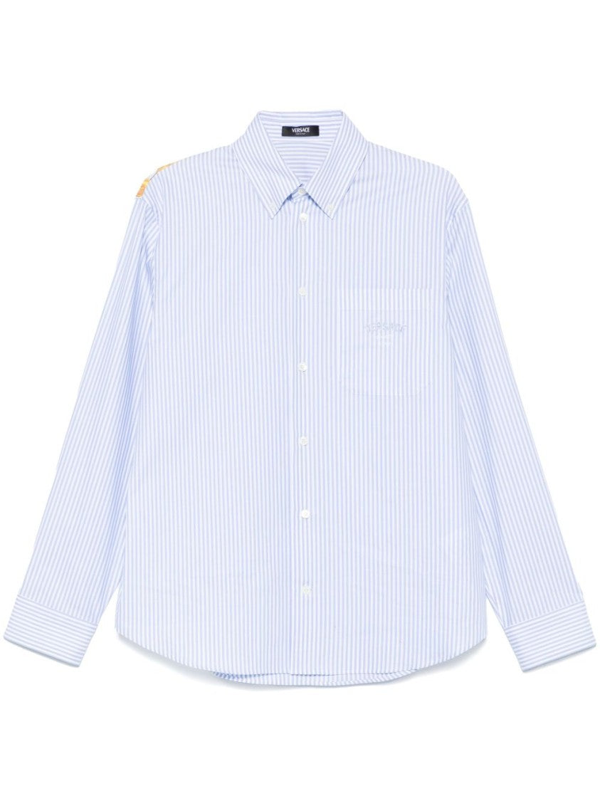 Versace Classic Striped Shirt With Golden Chain Detailing