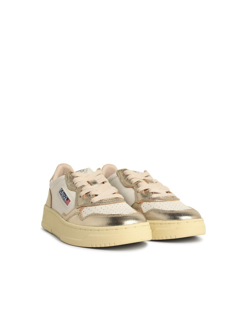 Autry Medialist' Gold Leather Sneakers