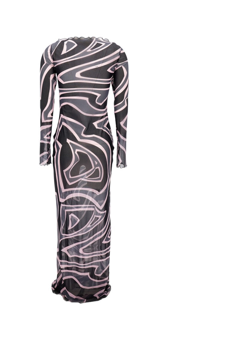 Emilio Pucci Long Sleeve Sheer Mesh Maxi Dress