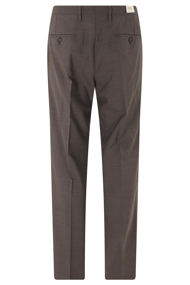 Briglia Mink Plattis Double Darts Wool Straight-Leg Pants