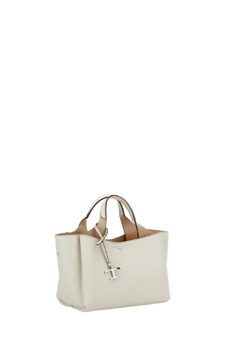 Tod's Structured Leather Handbag With Double Handles And Removable Charm