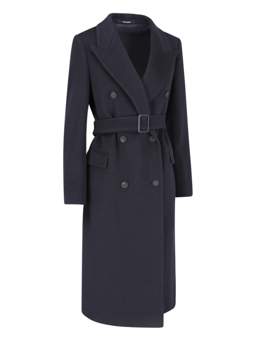 Tagliatore Double-Breasted Blue Cashmere Coat
