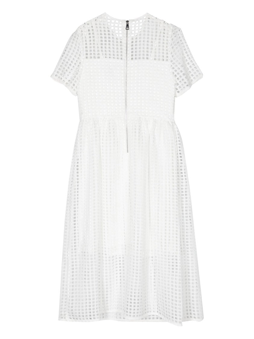 Dkny Grid Pattern Midi Dress With Jewel Neckline