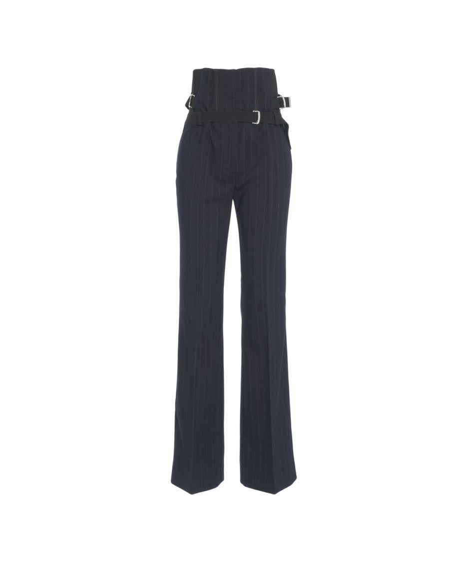 Pinko High-Waisted Trousers With Tailored Fit And Pinstripe Pattern