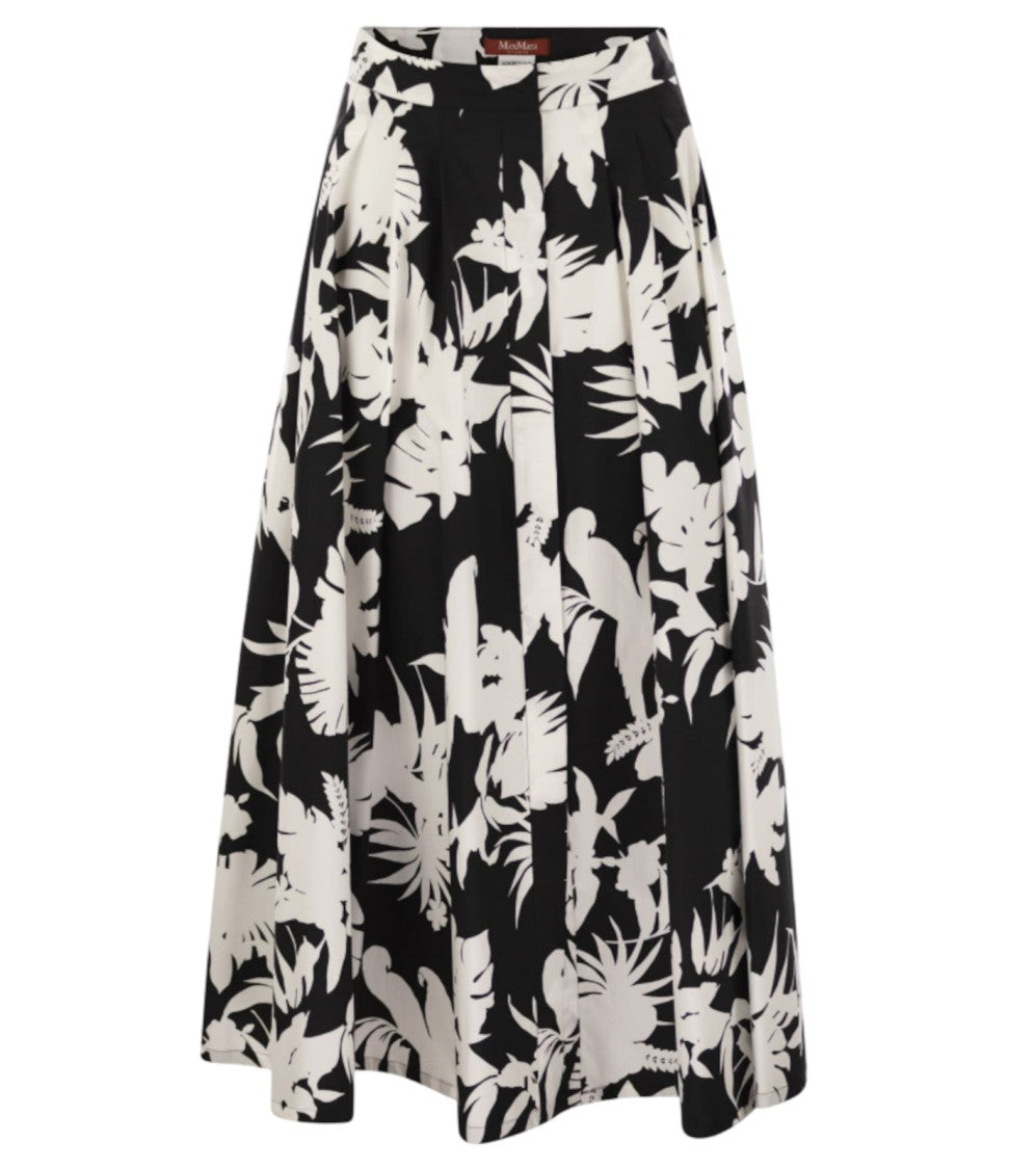 Max Mara Midi-Length Skirt With Tropical Leaf Print