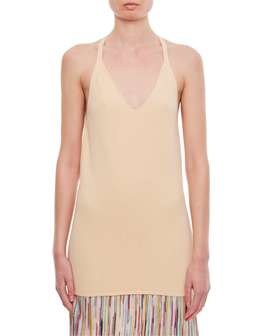 Quira V-Neck Tank Top With Exposed Back And Ring Detail