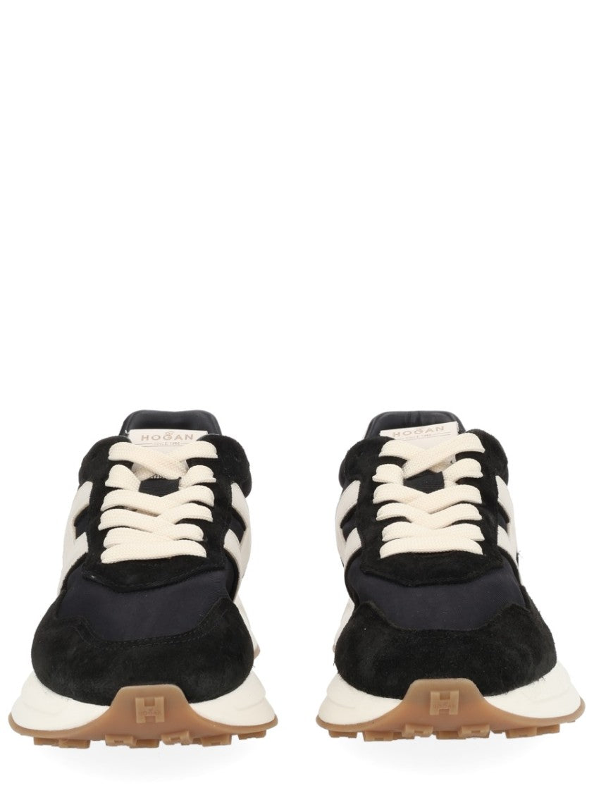 Hogan Black H641 Contrasting White Accents Sneakers