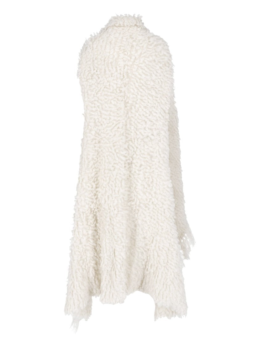 Pampa The Brand White Fringed Edges Teddy Alpaca Cape