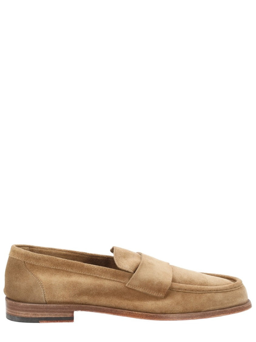 Corvari Brown Suede Loafers With Red Soles