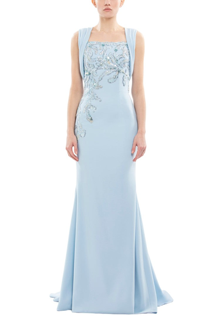 Saiid Kobeisy Embellished Long Crepe Dress