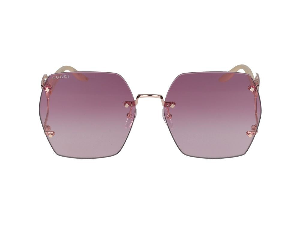 Gucci Gold Gg1562s Metal Oversized Square Sunglasses