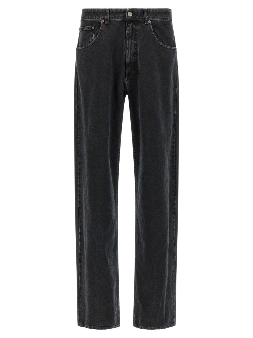 Mm6 By Maison Margiela Black Used-Effect Garment-Dyed Denim Jeans
