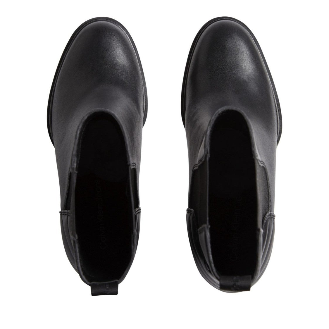 Calvin Klein Jeans Black Quilted High Block Heel Leather Chelsea Boots