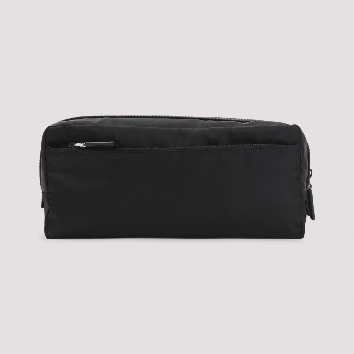 Prada Rectangular Black Clutch With Dual Zip Compartments