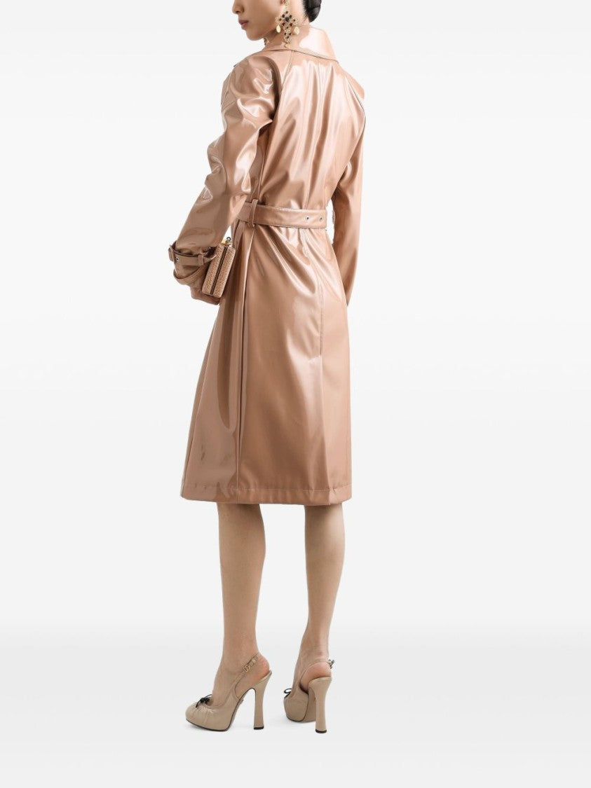 Dolce & Gabbana Knee-Length Brown Trench Coat