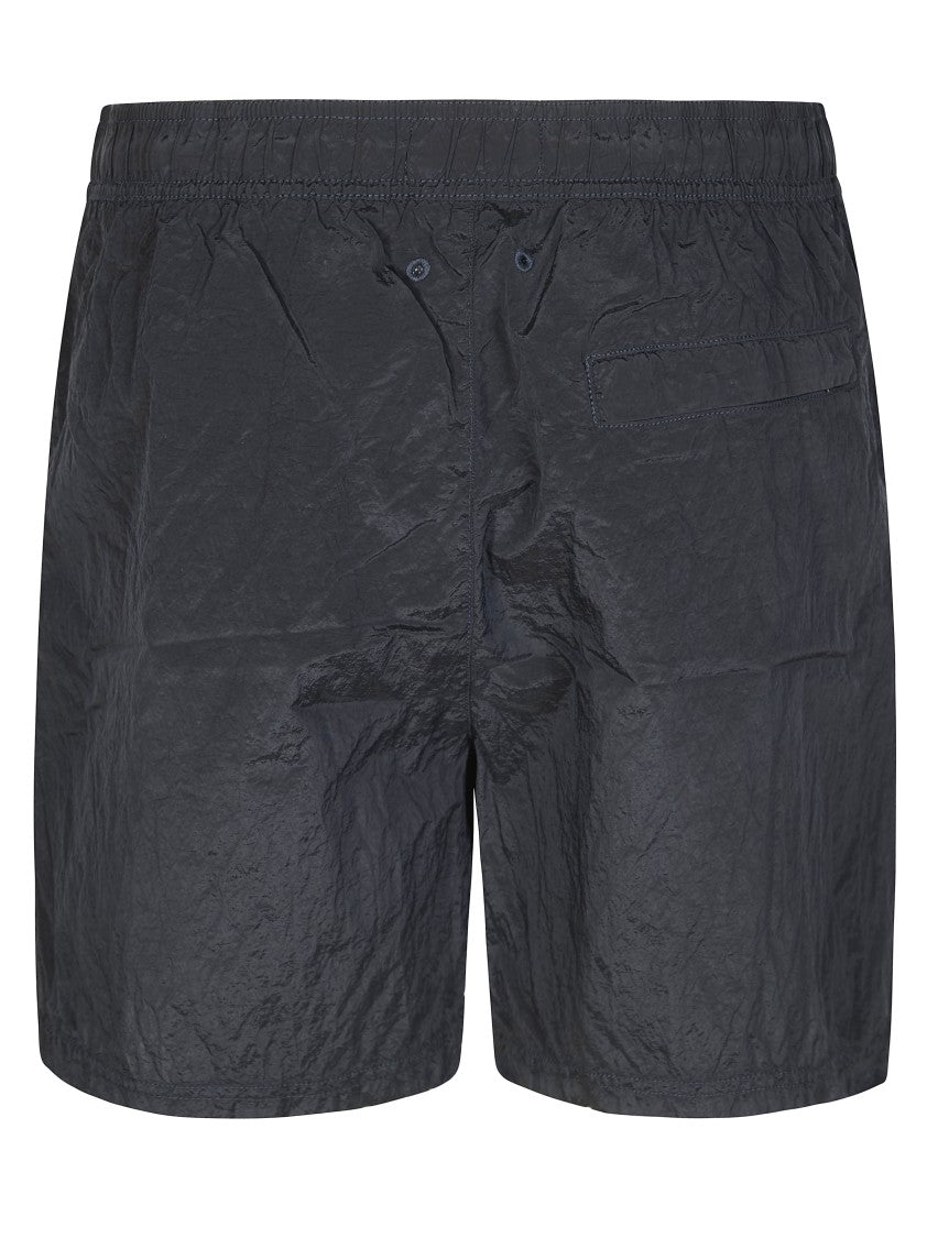 Stone Island Black Lightweight Crinkled Polyamide Shorts