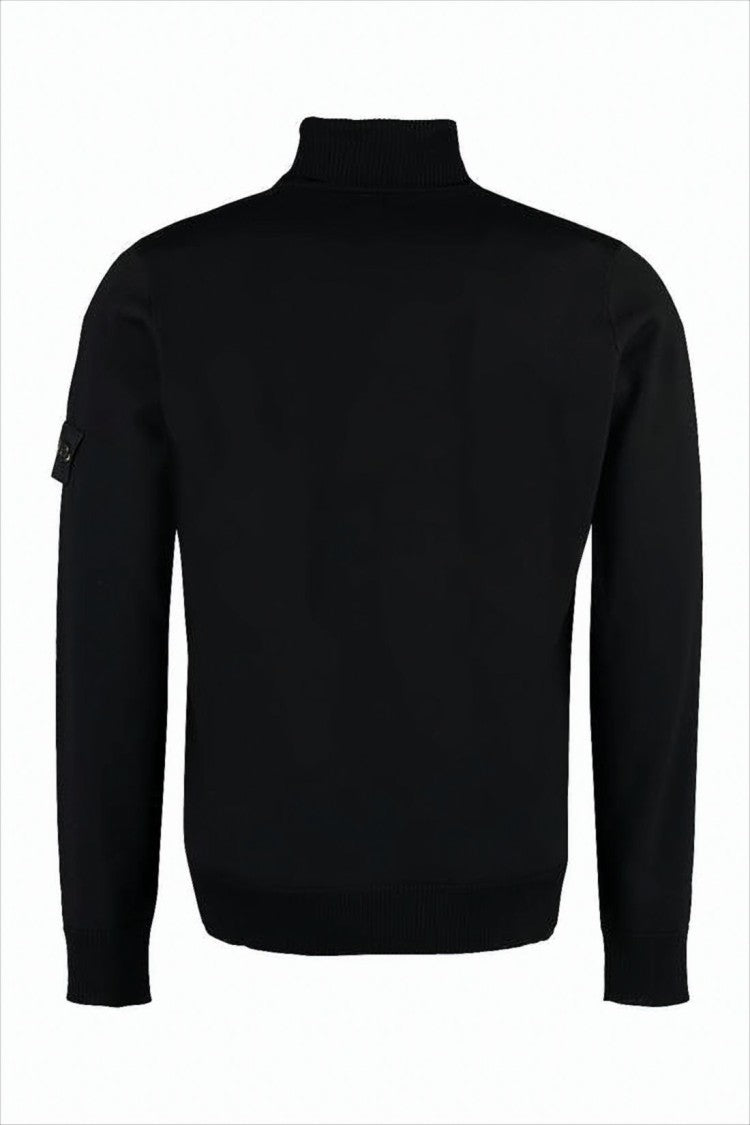 Stone Island Classic Black Turtleneck With Logo Patch