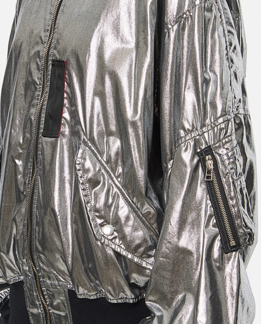 Junya Watanabe Metallic Finish Bomber Jacket With Ribbed Neckline
