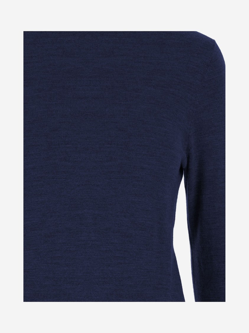 Allude High Neck Merino Wool Sweater With Contrasting Edges