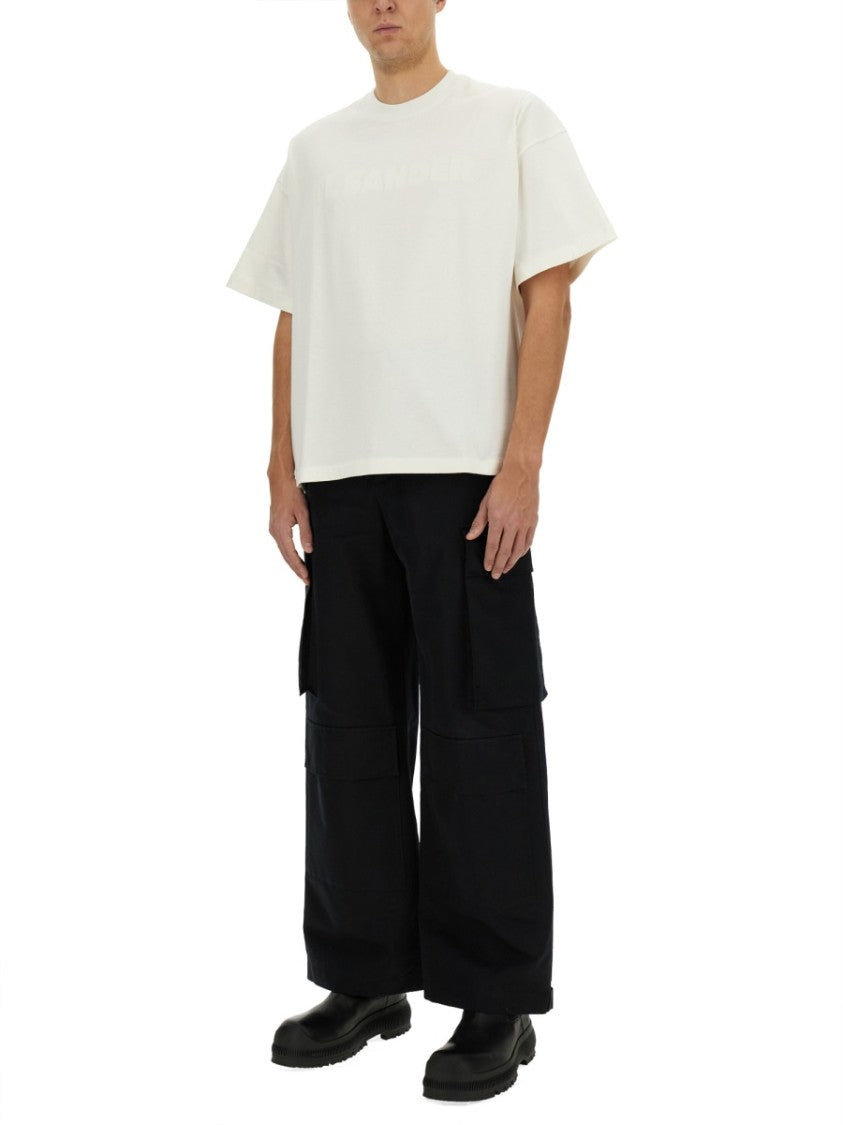 Jil Sander White Cotton T-Shirt With Subtle Logo