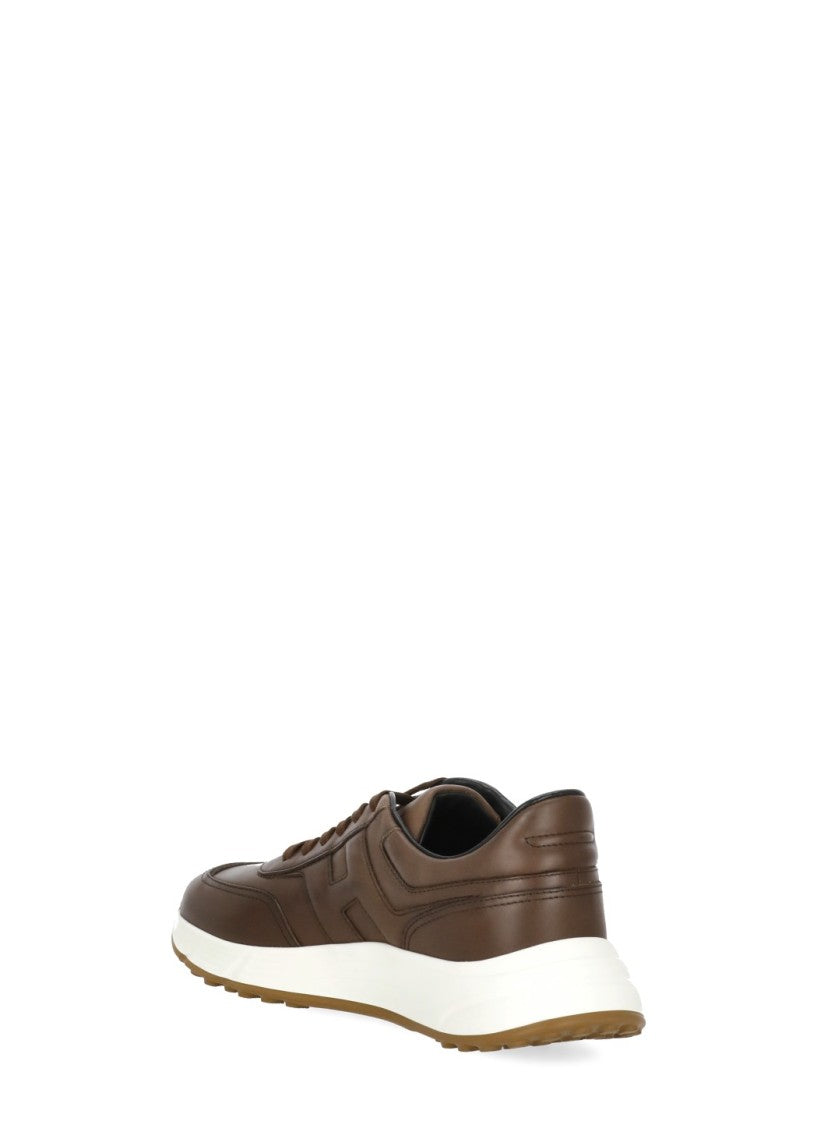 Hogan Brown Leather Low-Top Sneakers