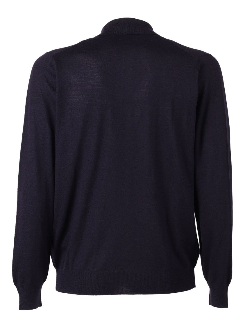 Fedeli Polo-Style Long-Sleeved Knitted Sweater