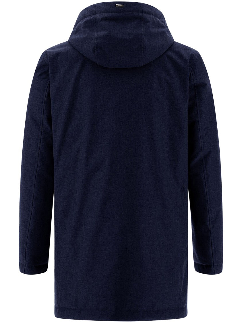Herno Minimalist Hooded Casual Coat With Concealed Closure