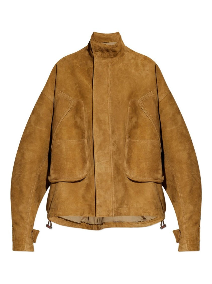 The Attico Refined Beige Lamb Leather Jacket With Structured Silhouette