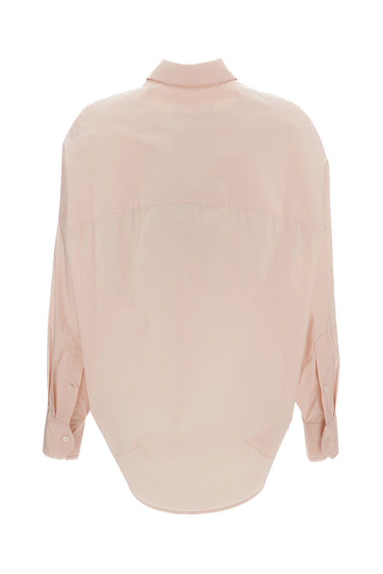 Plan C Oversized Cotton Shirt With Pointed Collar And Buttoned Cuffs