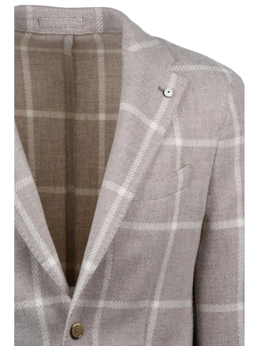 L.B.M. 1911 Unlined Grey Virgin Wool Blazer With Rounded Silhouette