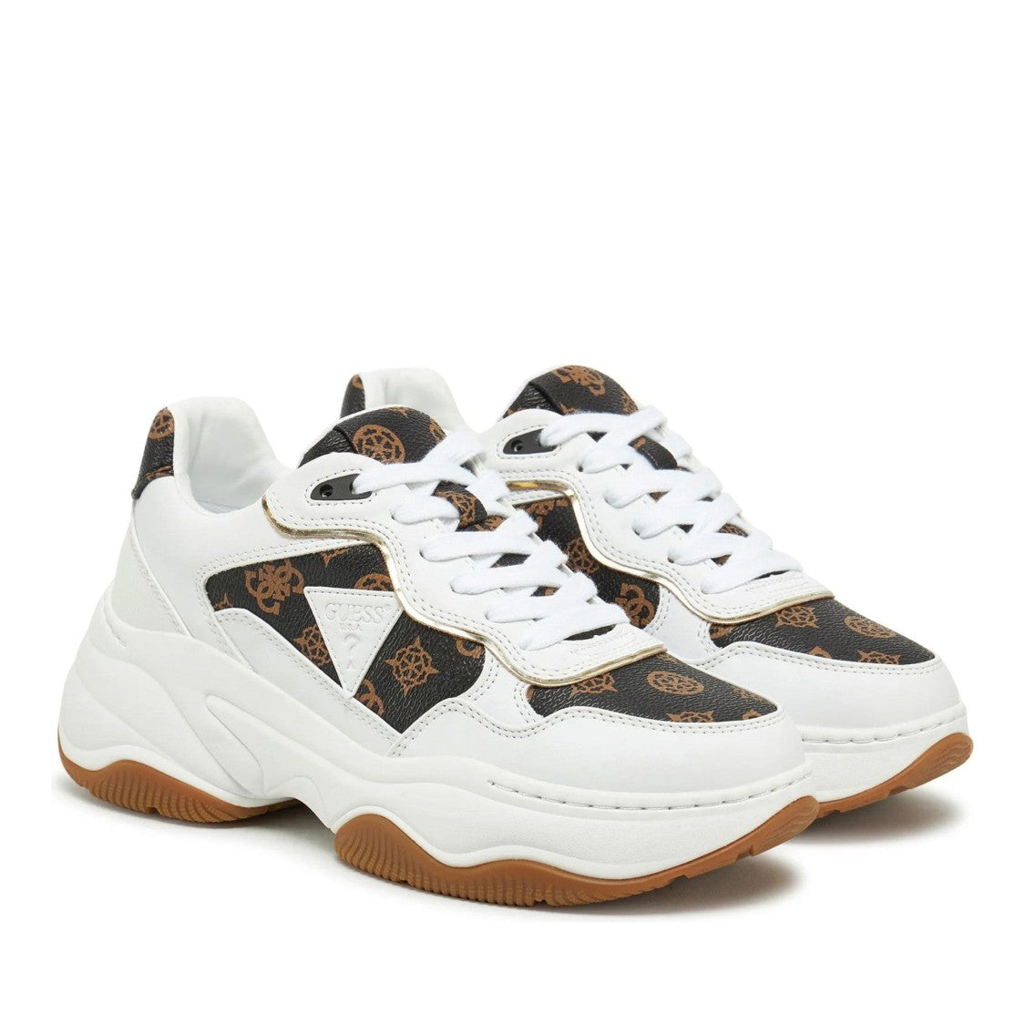 Guess White Hapyy Monogram Panel Chunky Sneakers