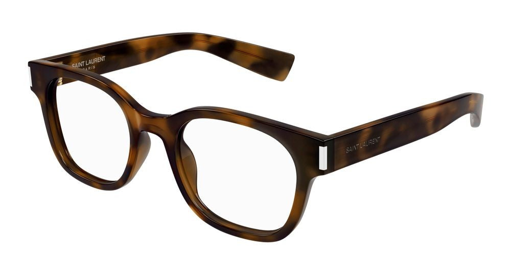 Saint Laurent Oversized Square Frame Acetate Eyeglasses With Tortoiseshell Pattern