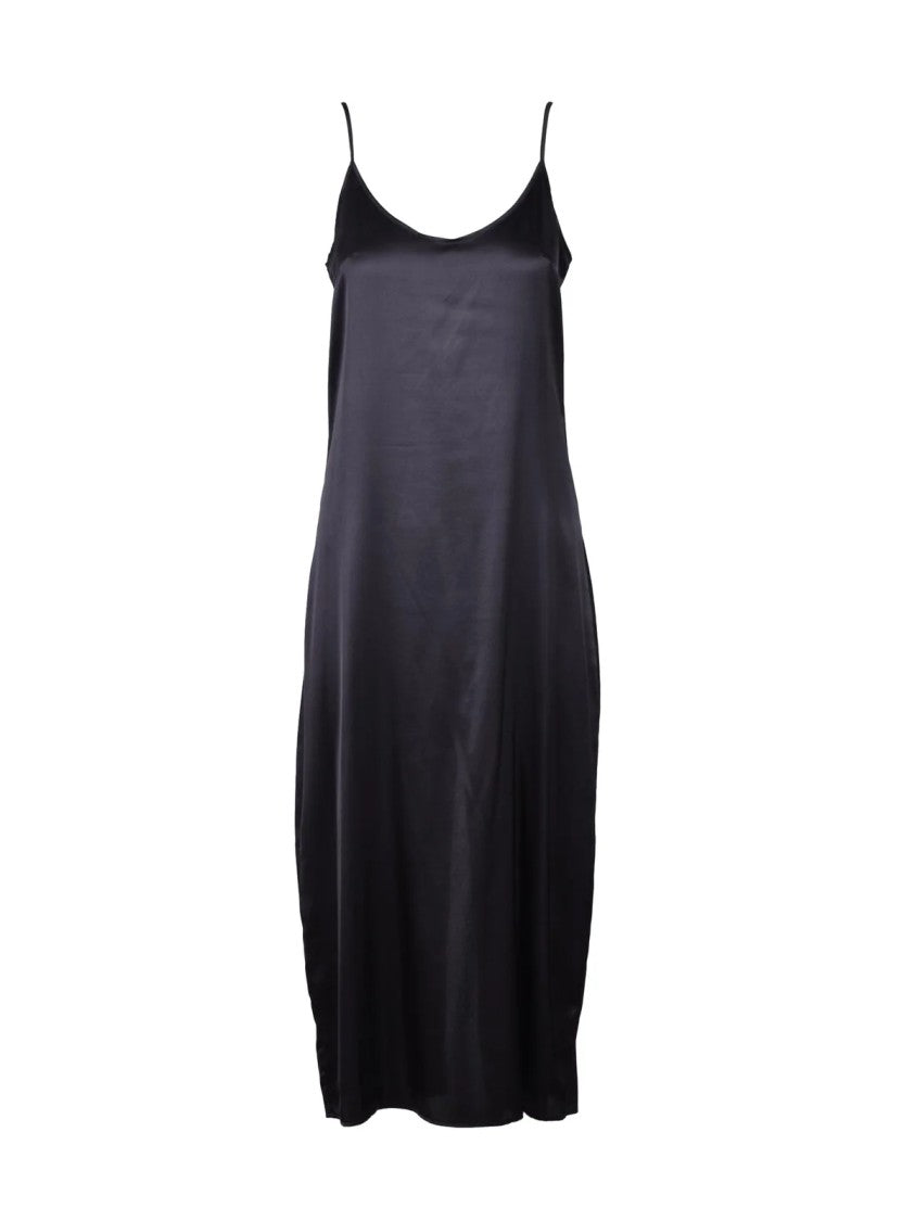 Wild Cashmere Black Fluid Silk-Blend Midi Slip Dress