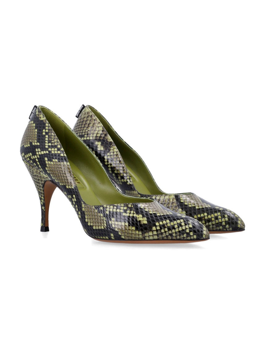Miu Miu Python-Print Ayers Leather Pumps