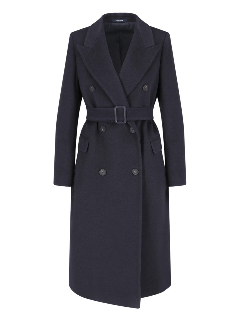 Tagliatore Double-Breasted Blue Cashmere Coat