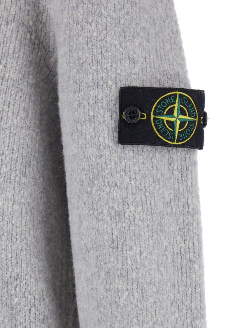 Stone Island Grey Ribbed Knit Crewneck Sweater