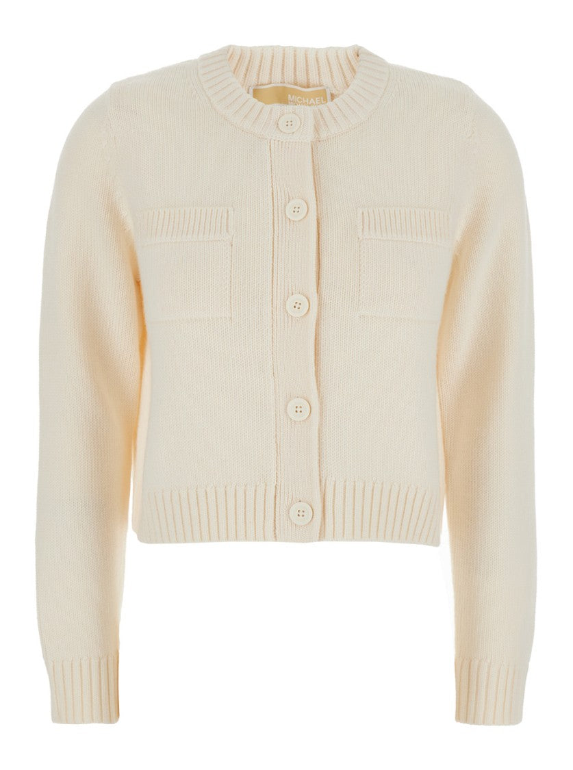 Michael Michael Kors White Crewneck Cardigan