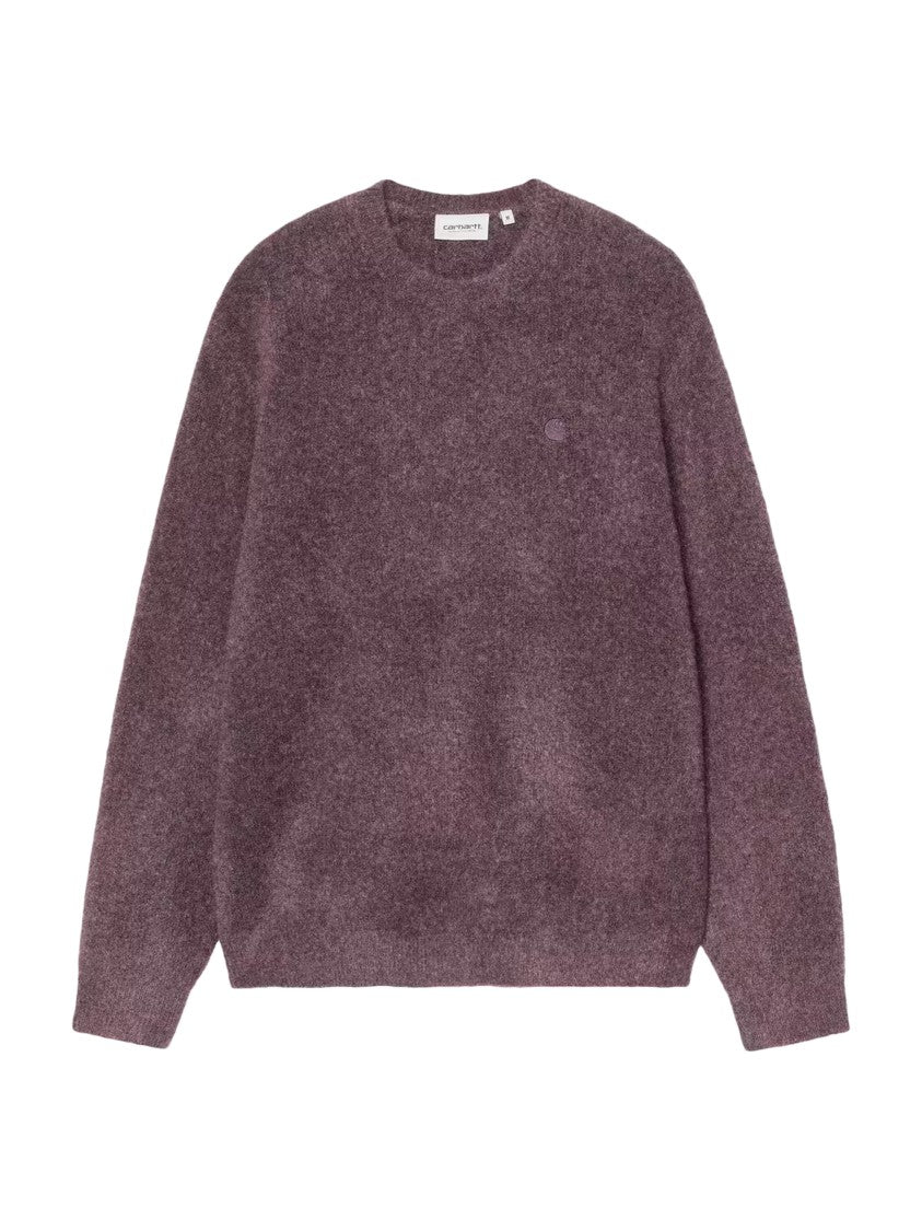Carhartt Wip Textured Burgundy Crew Neck Sweater With Relaxed Fit