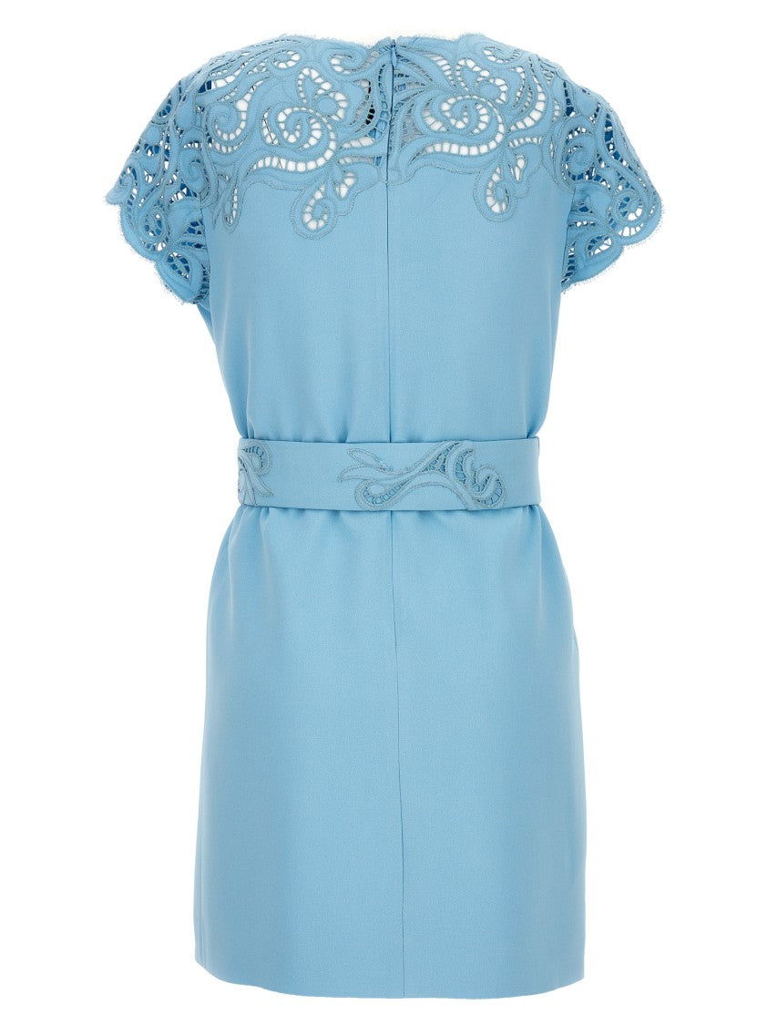 Ermanno Scervino Lace-Detail Mini Dress With Round Neckline