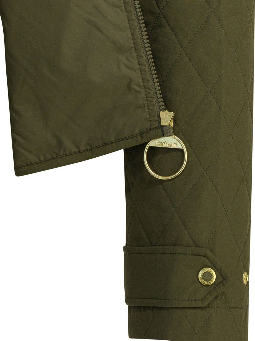 Barbour Cropped Quilted Jacket With Diamond Pattern And Adjustable Cuffs