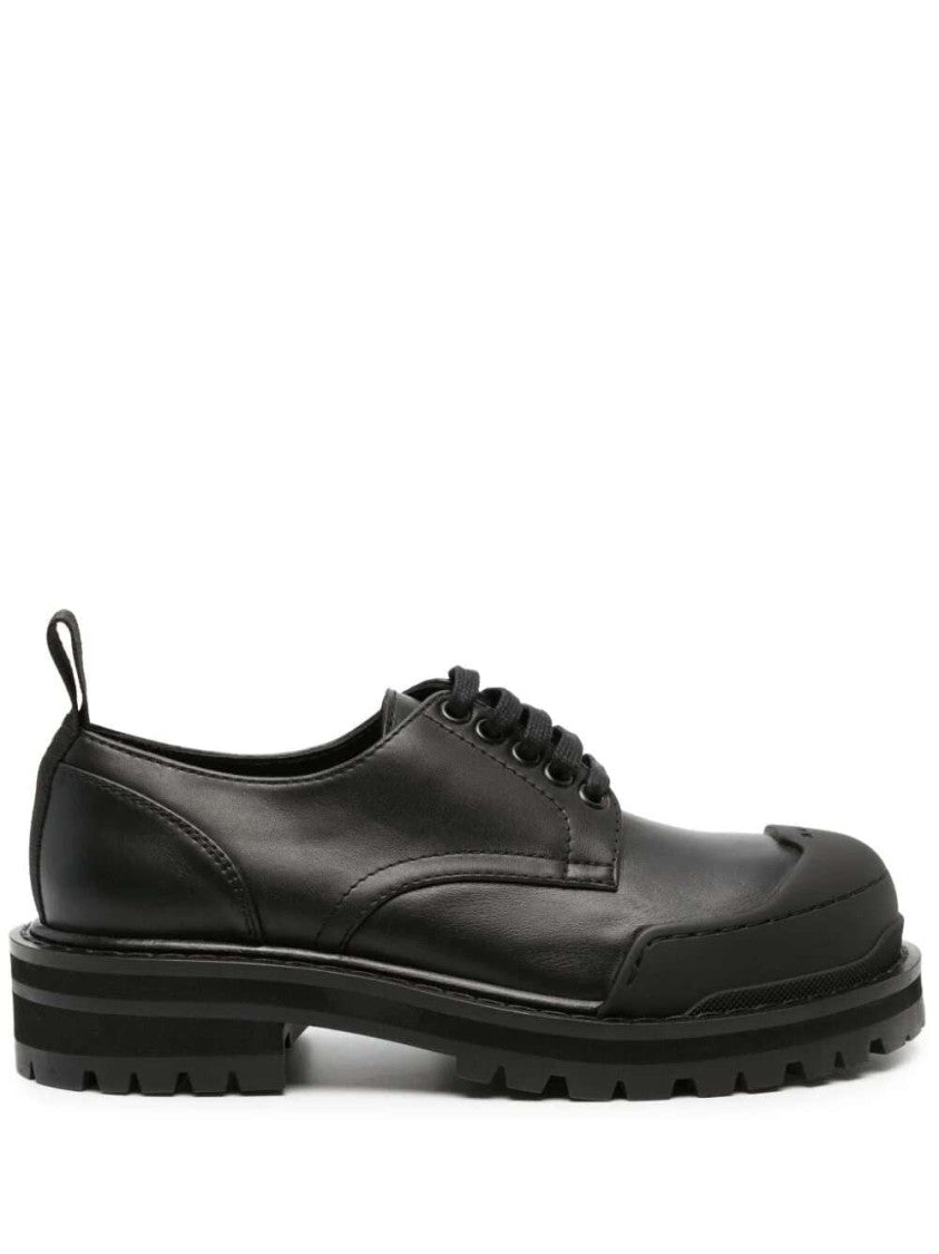Marni Logo-Tab Lace-Up Black Shoes