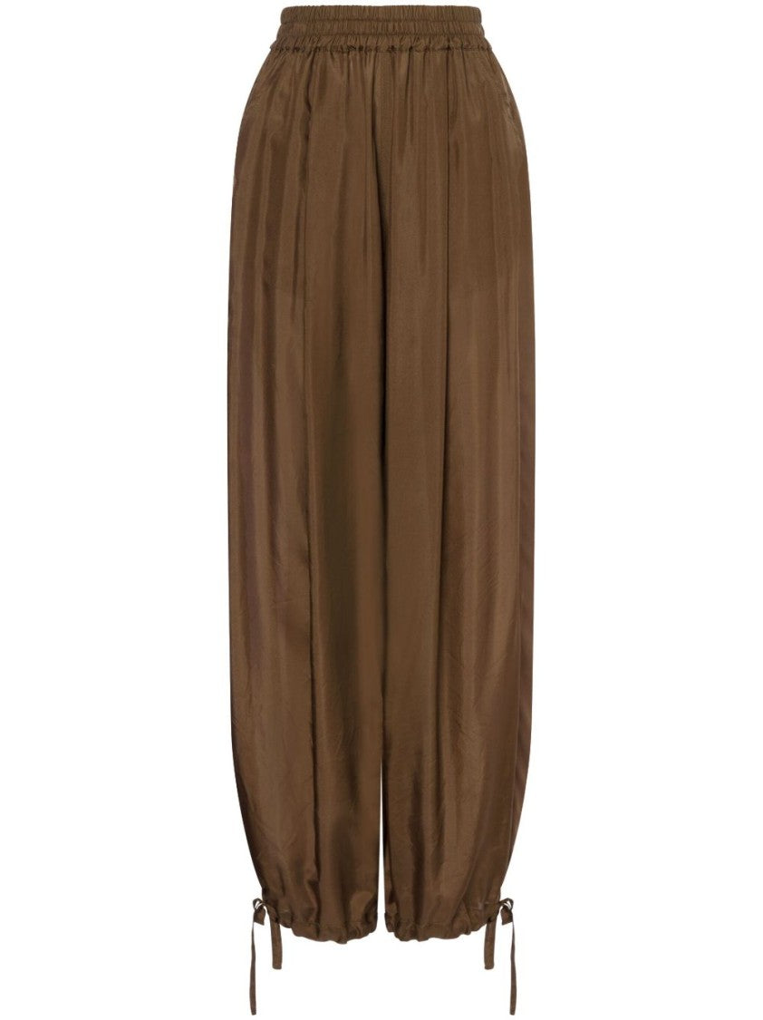 Philosophy Di Lorenzo Serafini Brown Trousers With Elastic Waistband And Drawstring Cuffs