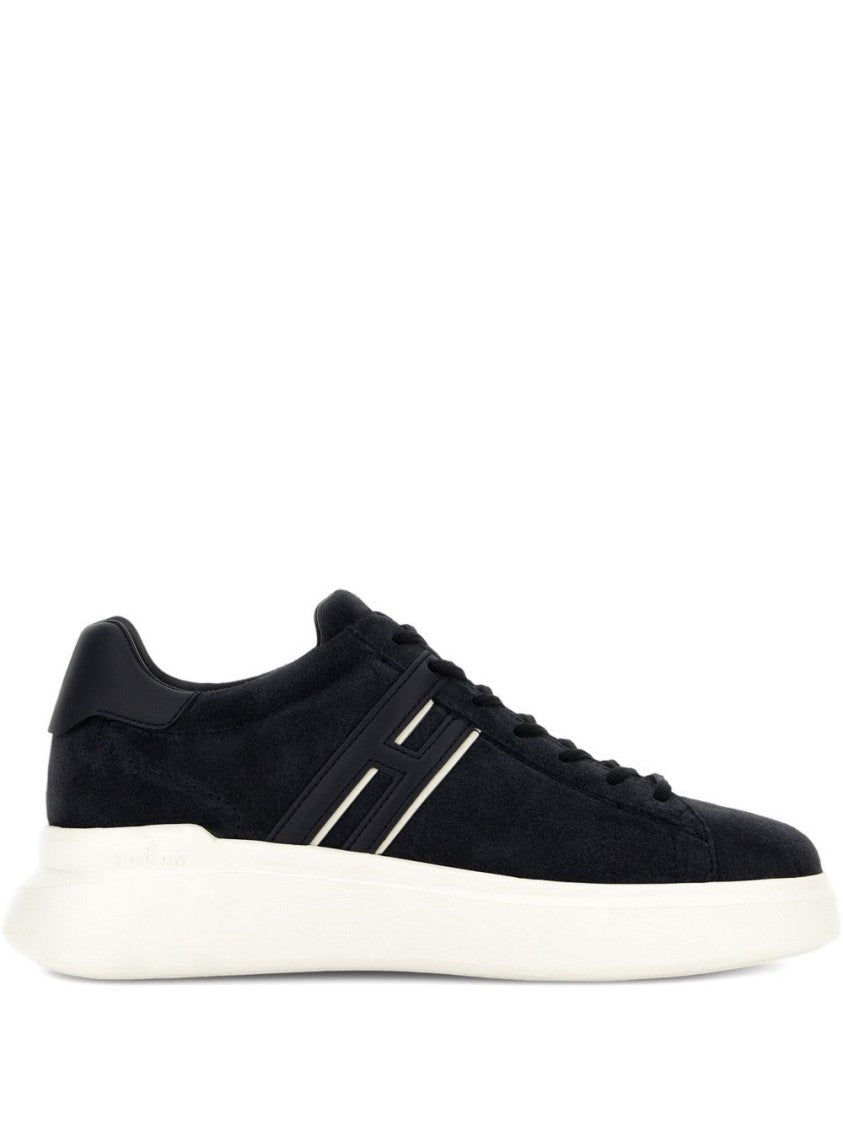 Hogan Black Leather Sneakers With Logo-Embellished Side Panels
