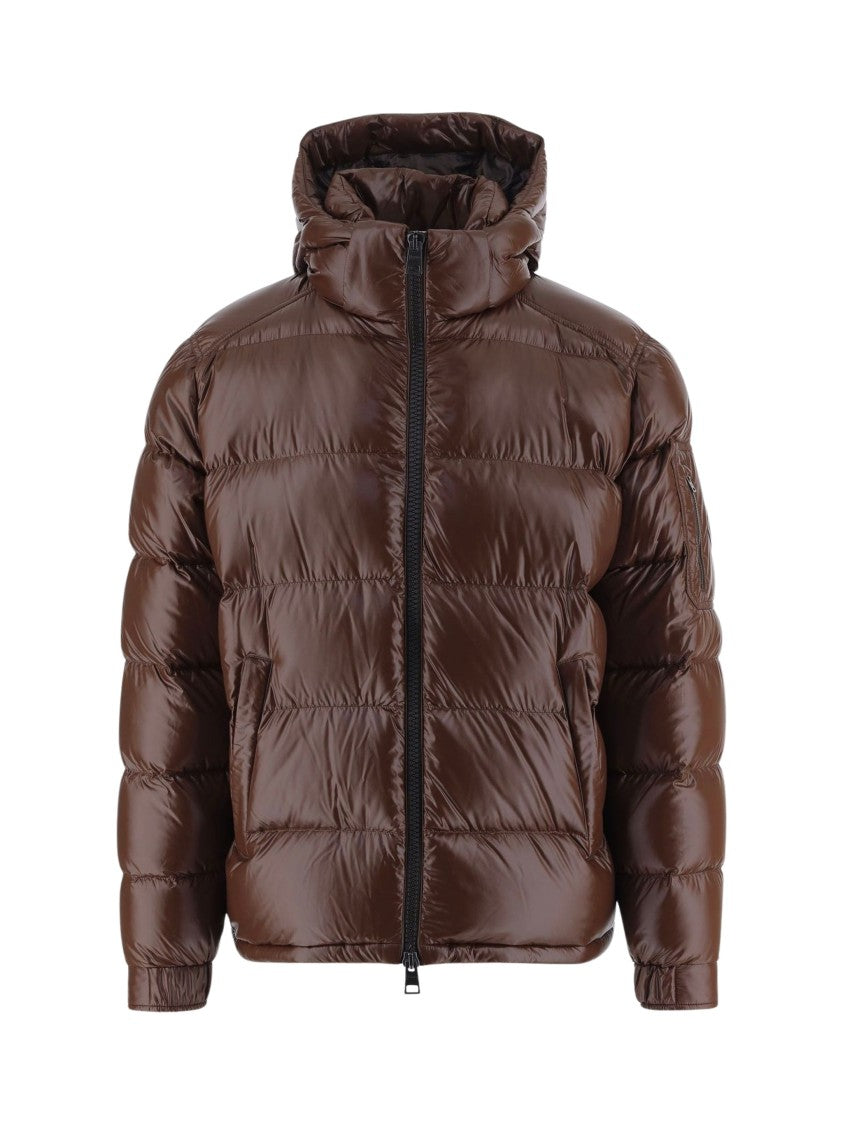 Herno Brown Hooded Glossy Quilted Polyamide Down Jacket
