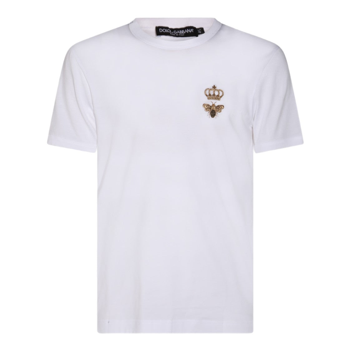 Dolce & Gabbana Embroidered White Short-Sleeve T-Shirt With Crown