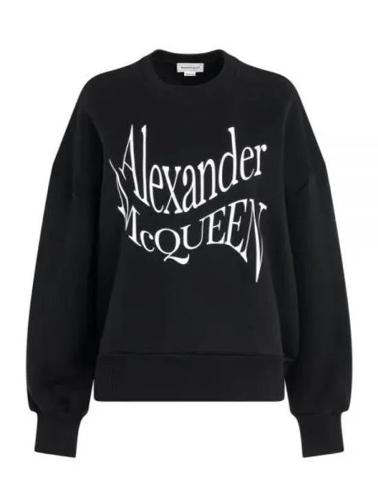 Alexander Mcqueen Long-Sleeved Black Sweatshirt With Distorted Logo Design