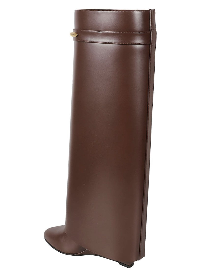 Givenchy Calf Leather Boots With Minimalist Design And Gold Accent