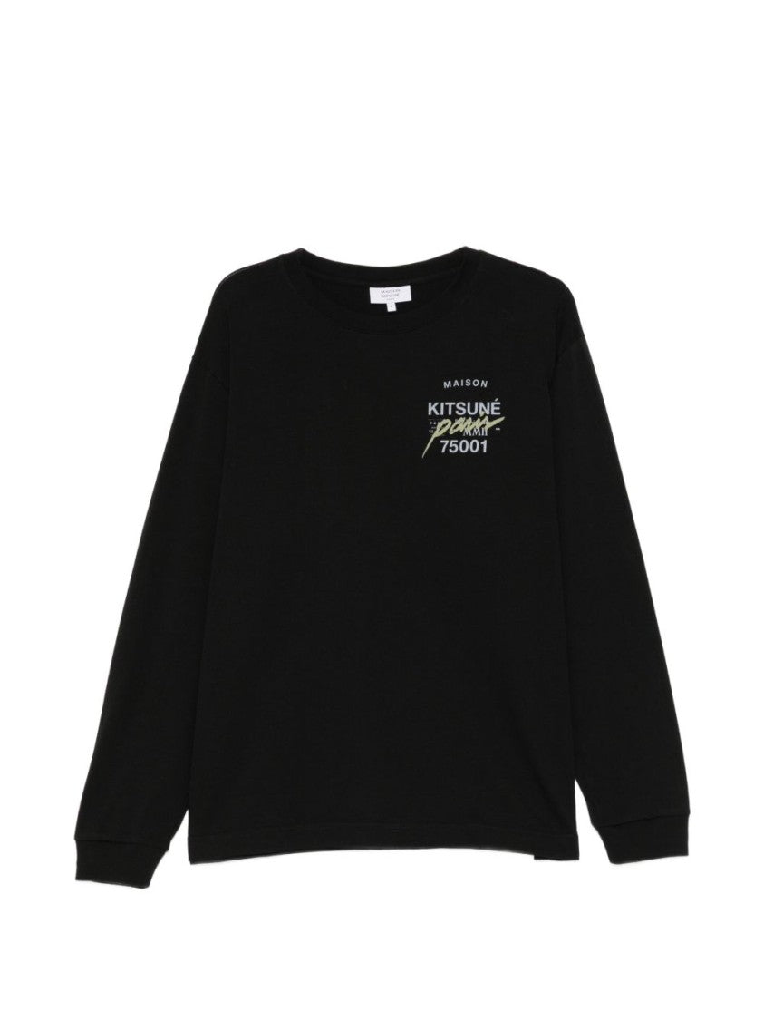 Maison Kitsuné Black Relaxed Graphic Print Long-Sleeve Sweatshirt