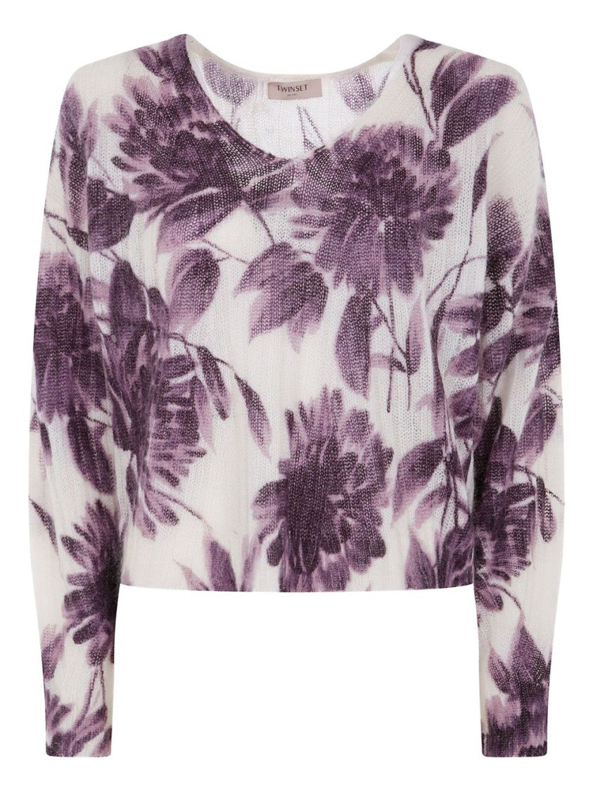 Twin-Set Relaxed Fit Floral Pattern Sweater